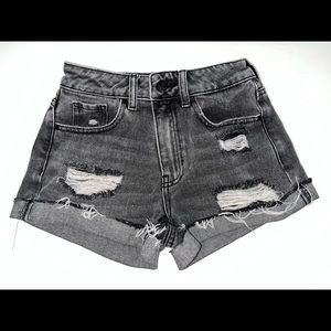 PacSun High Rise Shorts Gray Distressed Denim Size 23 EUC Like New 2.5” inseam